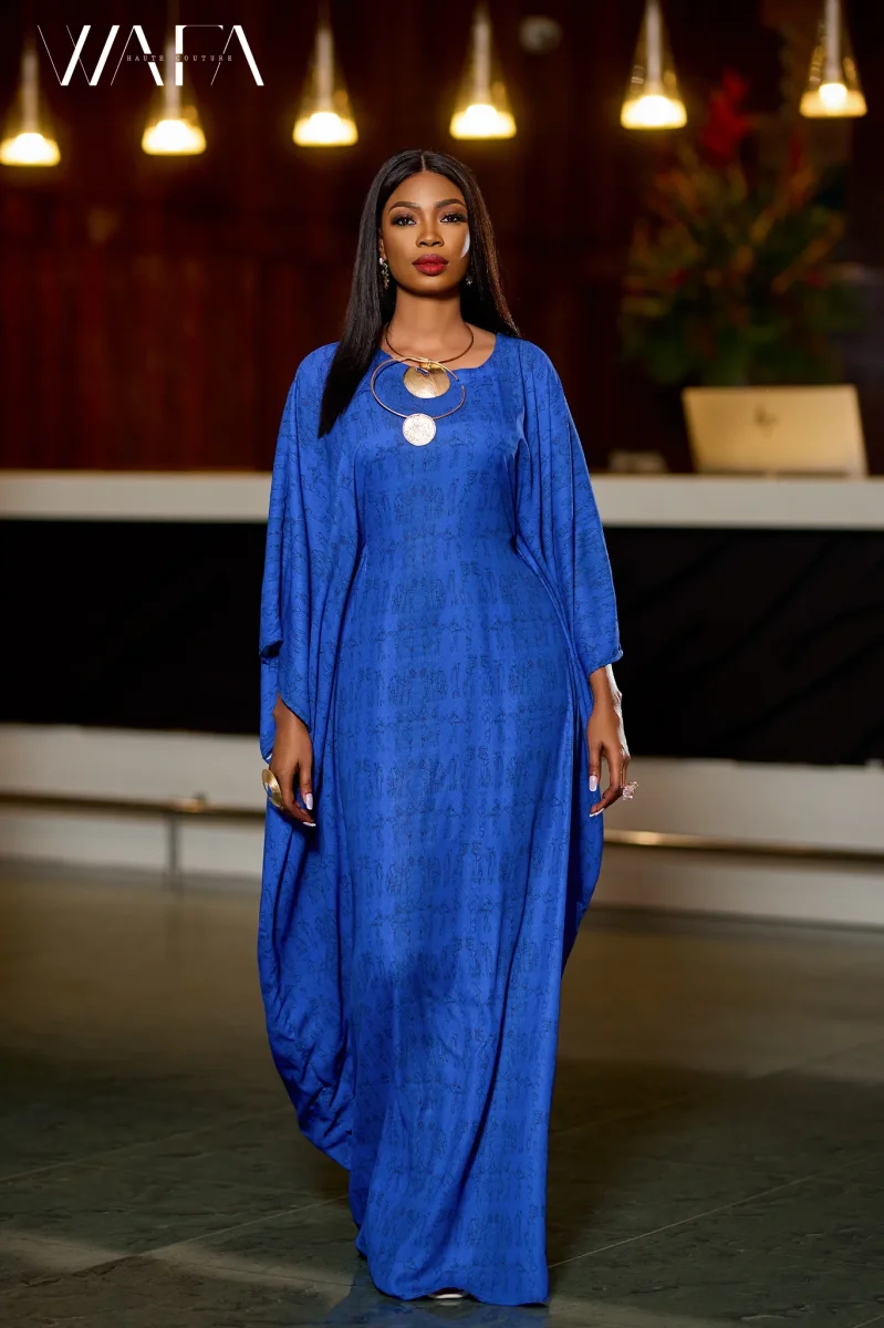 Boubou en tissu imprimé spécial motif Wafa – Tenue de ville