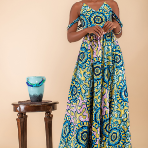 Longue robe en pagne wax