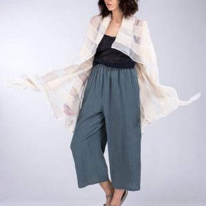 Pantalon gris large en coton bio pour femme HALNY