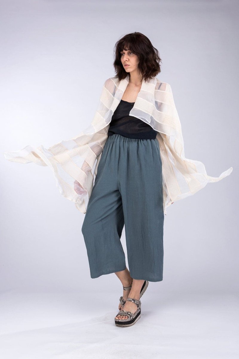 Pantalon gris large en coton bio pour femme HALNY