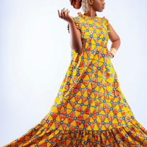 Longue robe en pagne vlisco