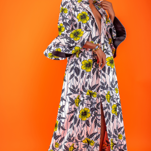 Robe mode avec corset + 50 enseignes wafa imprimer tissu wafa