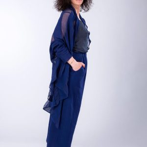 Cobalt blue large organic cotton trousers for women HALNY