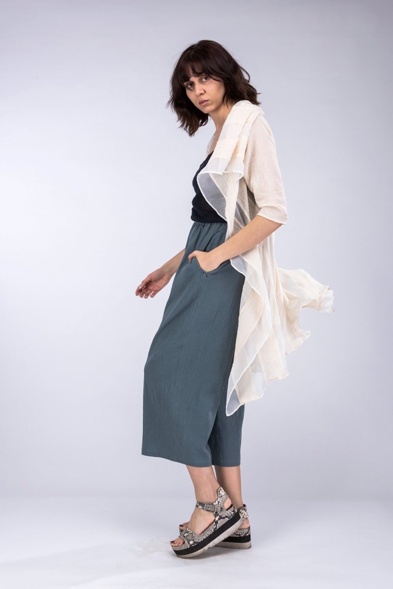 Pantalon gris large en coton bio pour femme HALNY – Image 4