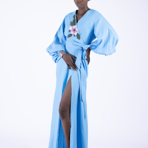 Robe en lin avec motif en peinture