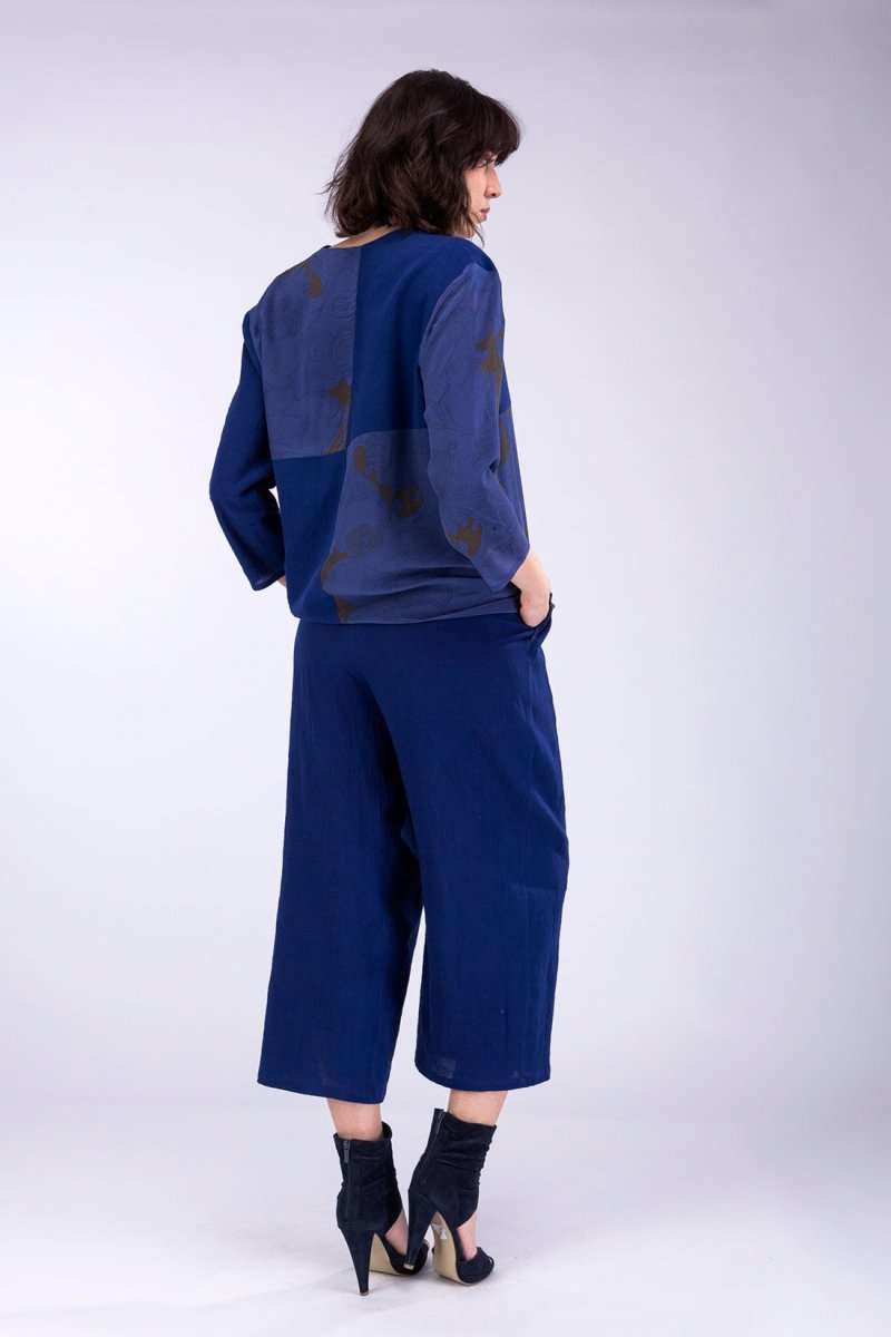 Cobalt blue large organic cotton trousers for women HALNY – Image 8
