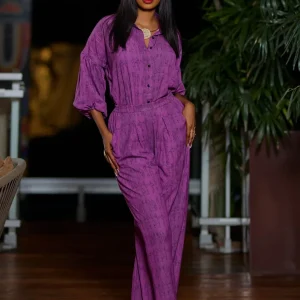 Chemise et pantalon en tissu imprimé motif spécial Wafa – Ensemble femme