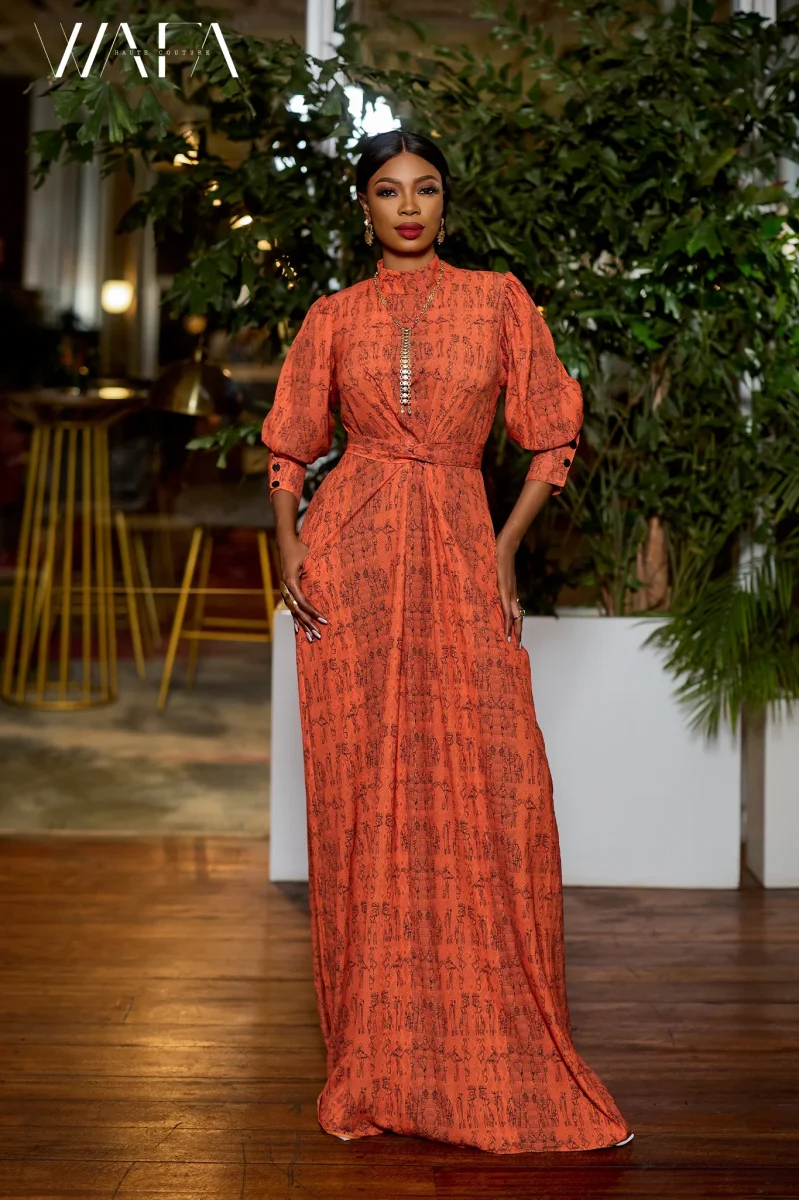 Boubou en tissu imprimé spécial motif Wafa