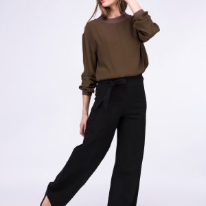 Black large organic cotton trousers for women ATRIA