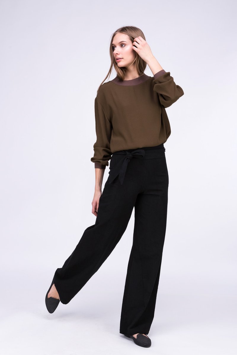 Black large organic cotton trousers for women ATRIA