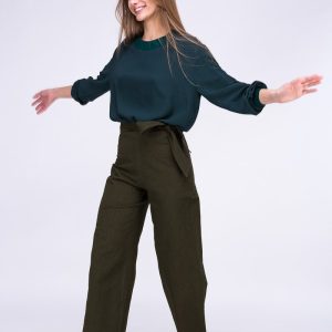 Pantalon kaki large en coton bio pour femme ATRIA