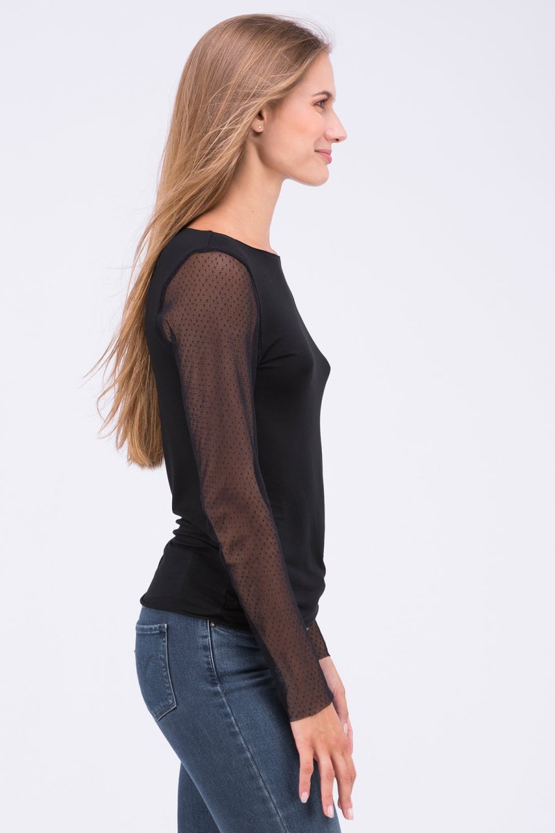 Black long sleeve mesh t-shirt for women BAIKA – Image 4