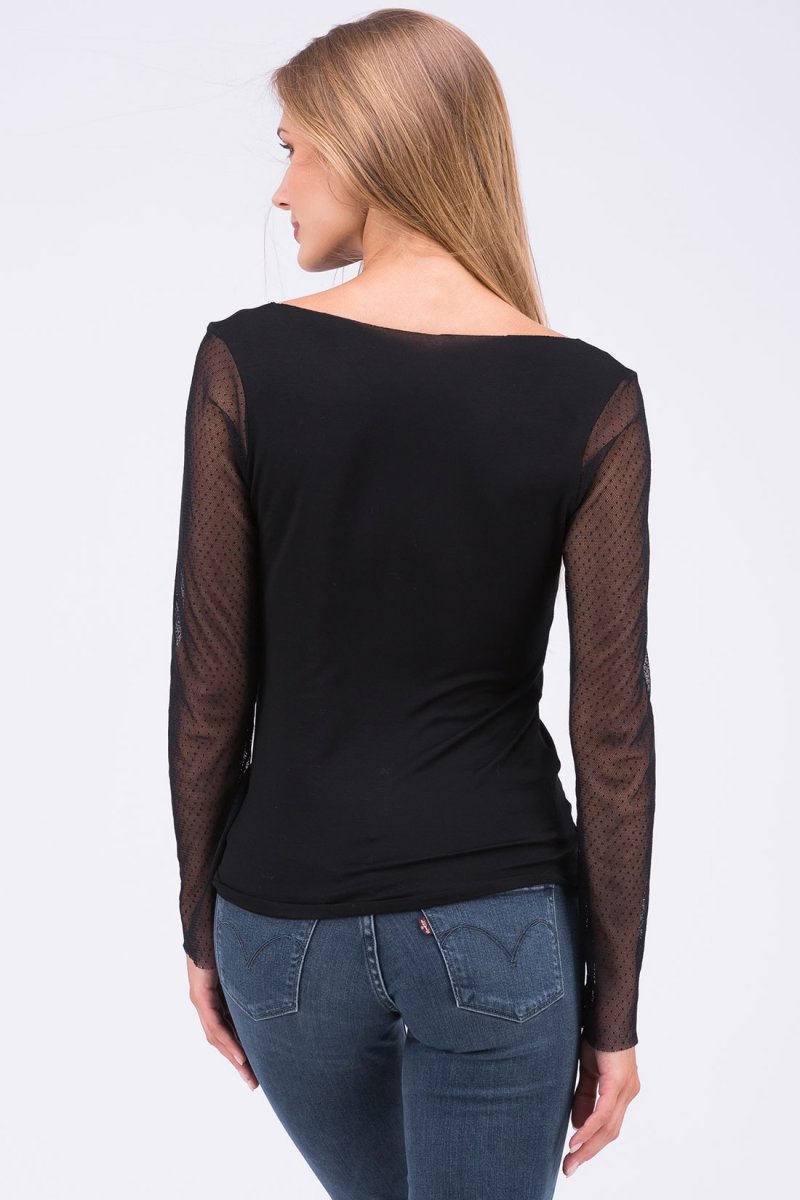 Black long sleeve mesh t-shirt for women BAIKA – Image 5