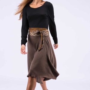 Ceinture en tissu brun et beige pour femme OBI-25