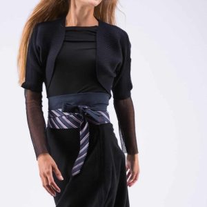 Ceinture en tissu bleu marine et rose pour femme OBI-26