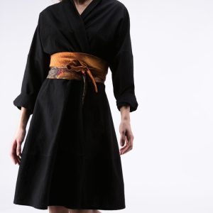 Orange fabric belt for women OBI-9