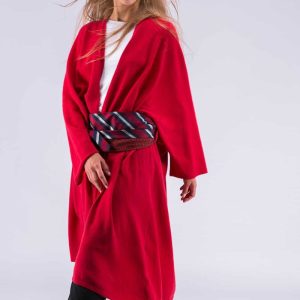 Ceinture en tissu rouge et bleu marine pour femme OBI-27