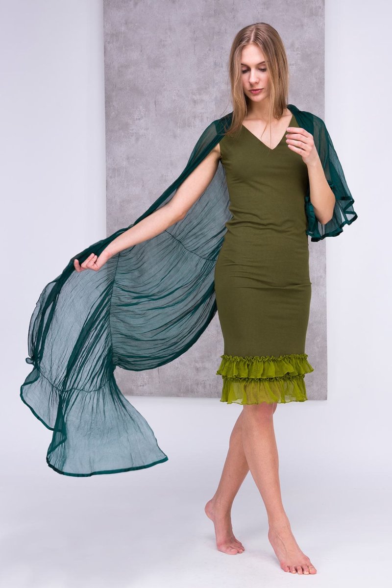 Châle bleu canard en soie CUMULUS – Image 2