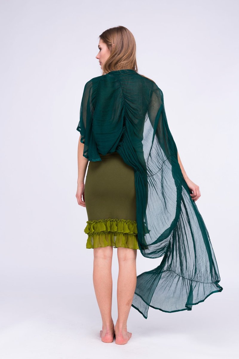 Châle bleu canard en soie CUMULUS – Image 7