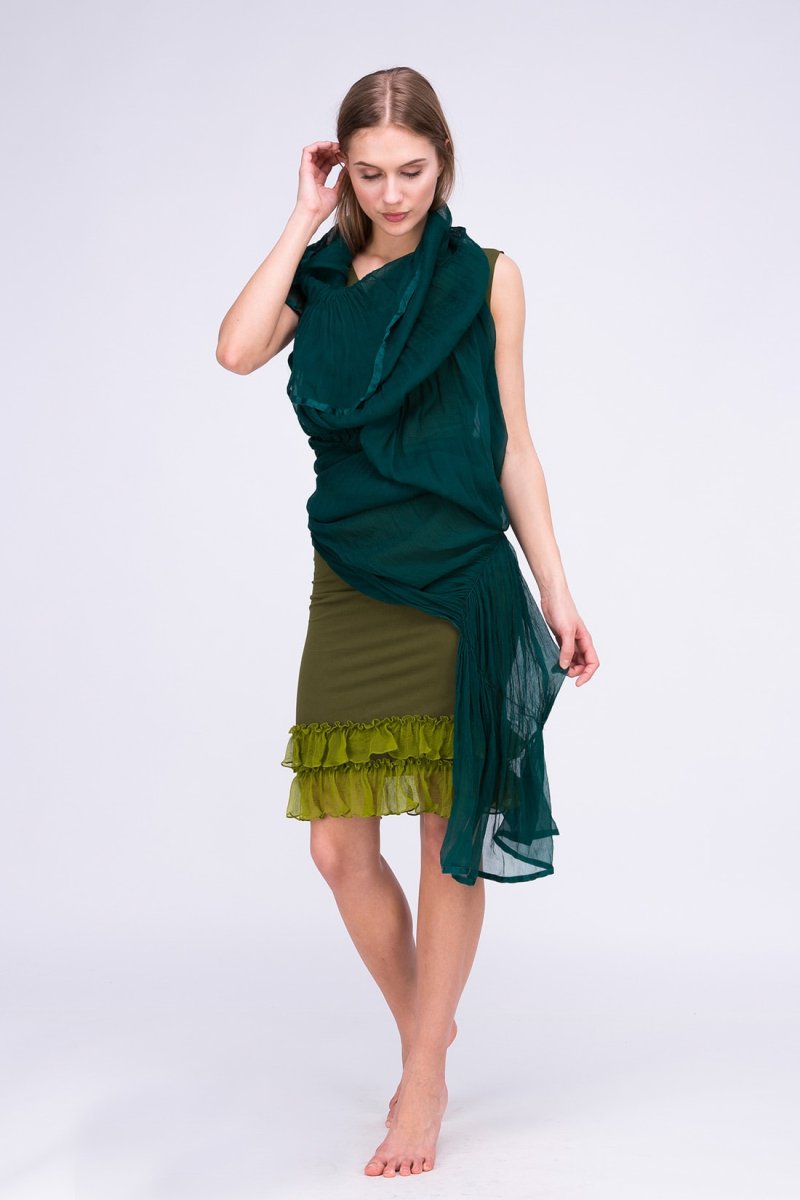 Châle bleu canard en soie CUMULUS – Image 5