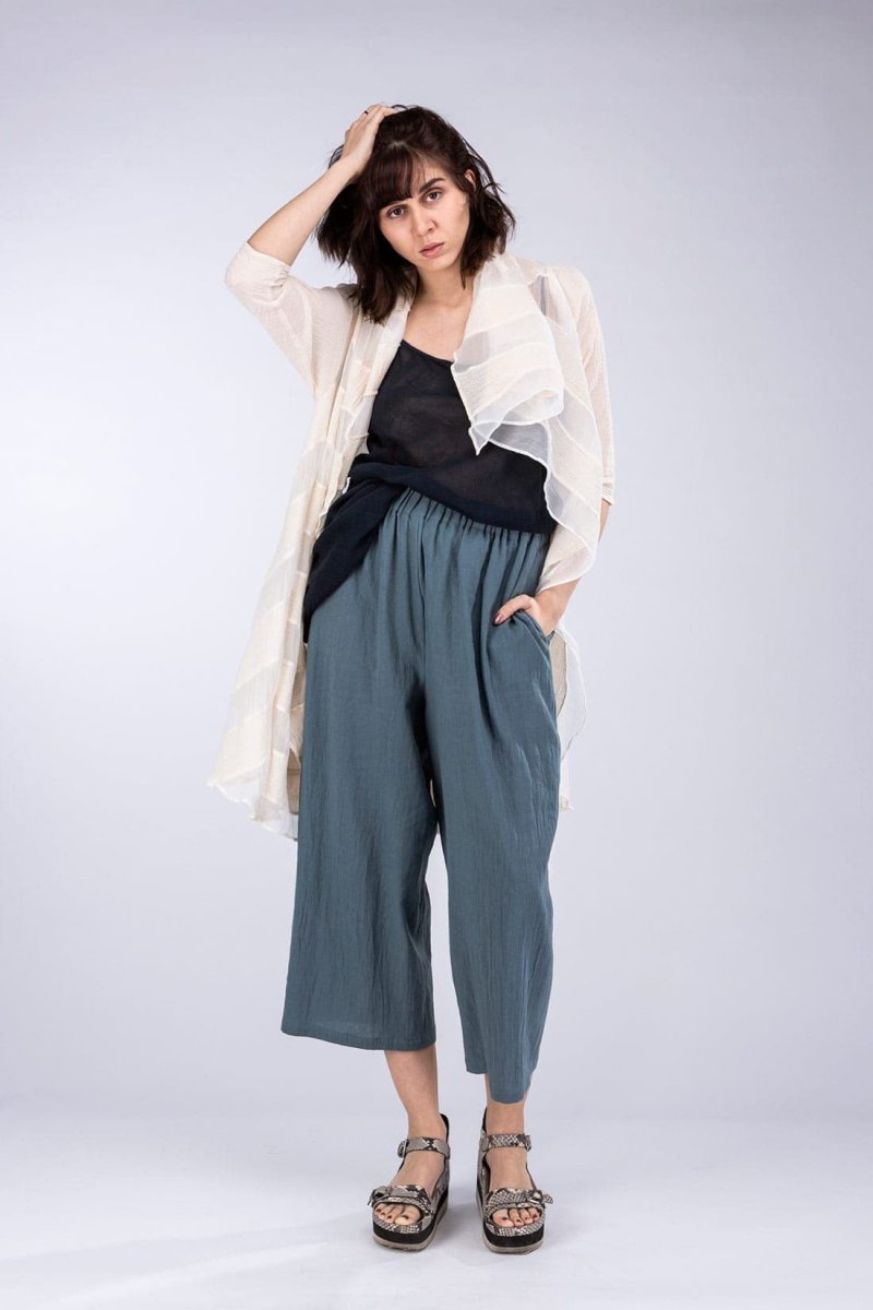 Pantalon gris large en coton bio pour femme HALNY – Image 3