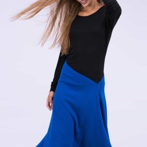 Jupe bleu évasée en laine STEP