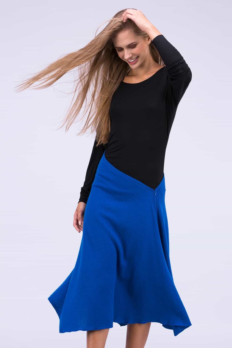 Jupe bleu évasée en laine STEP