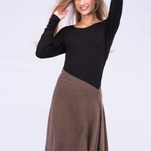 Jupe marron évasée en laine STEP