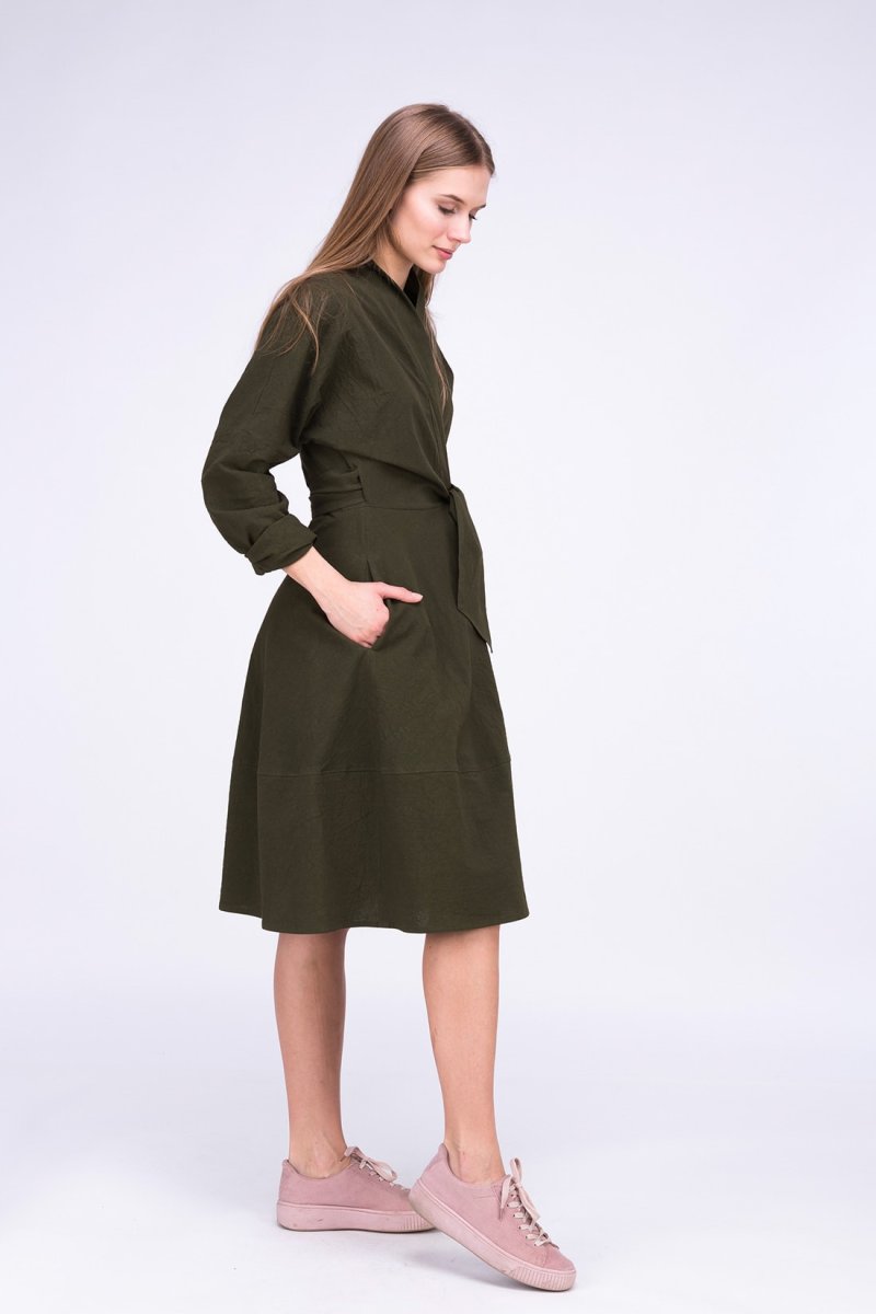 Robe kaki cache-cœur en coton bio POLARIS – Image 5