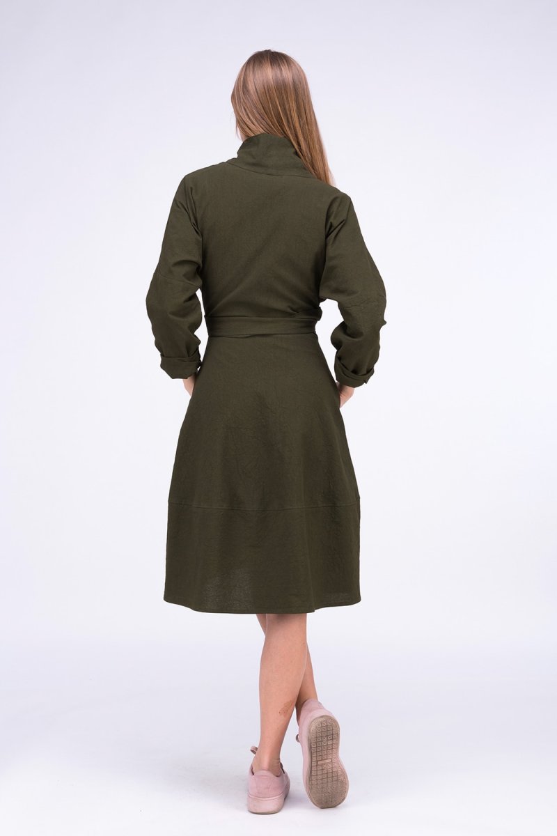 Robe kaki cache-cœur en coton bio POLARIS – Image 6