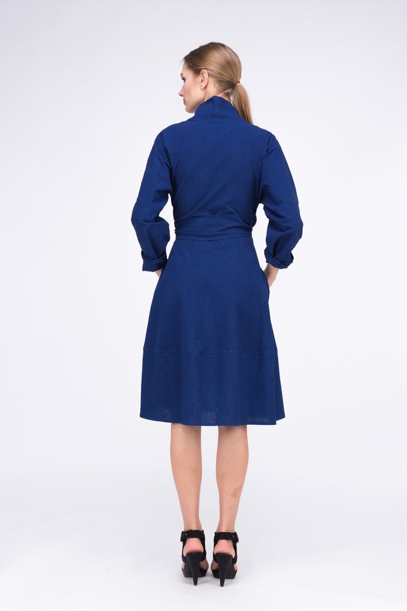 Robe bleu cobalt cache-cœur en coton bio POLARIS – Image 5