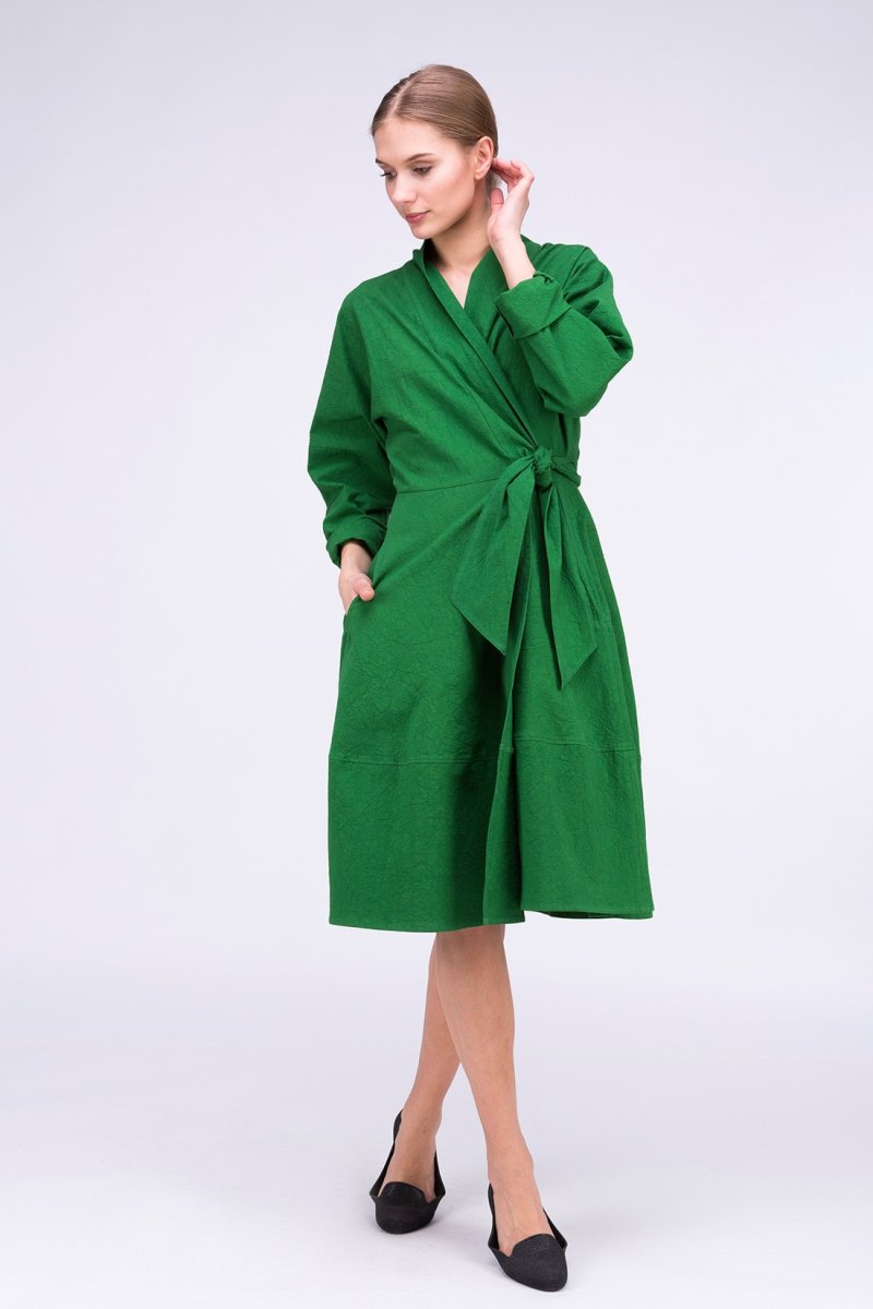 Green organic cotton wrap dress POLARIS – Image 3