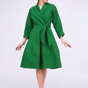 Green organic cotton wrap dress POLARIS
