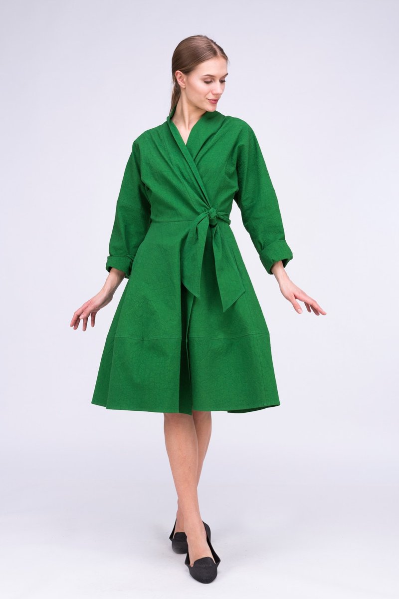Green organic cotton wrap dress POLARIS – Image 2