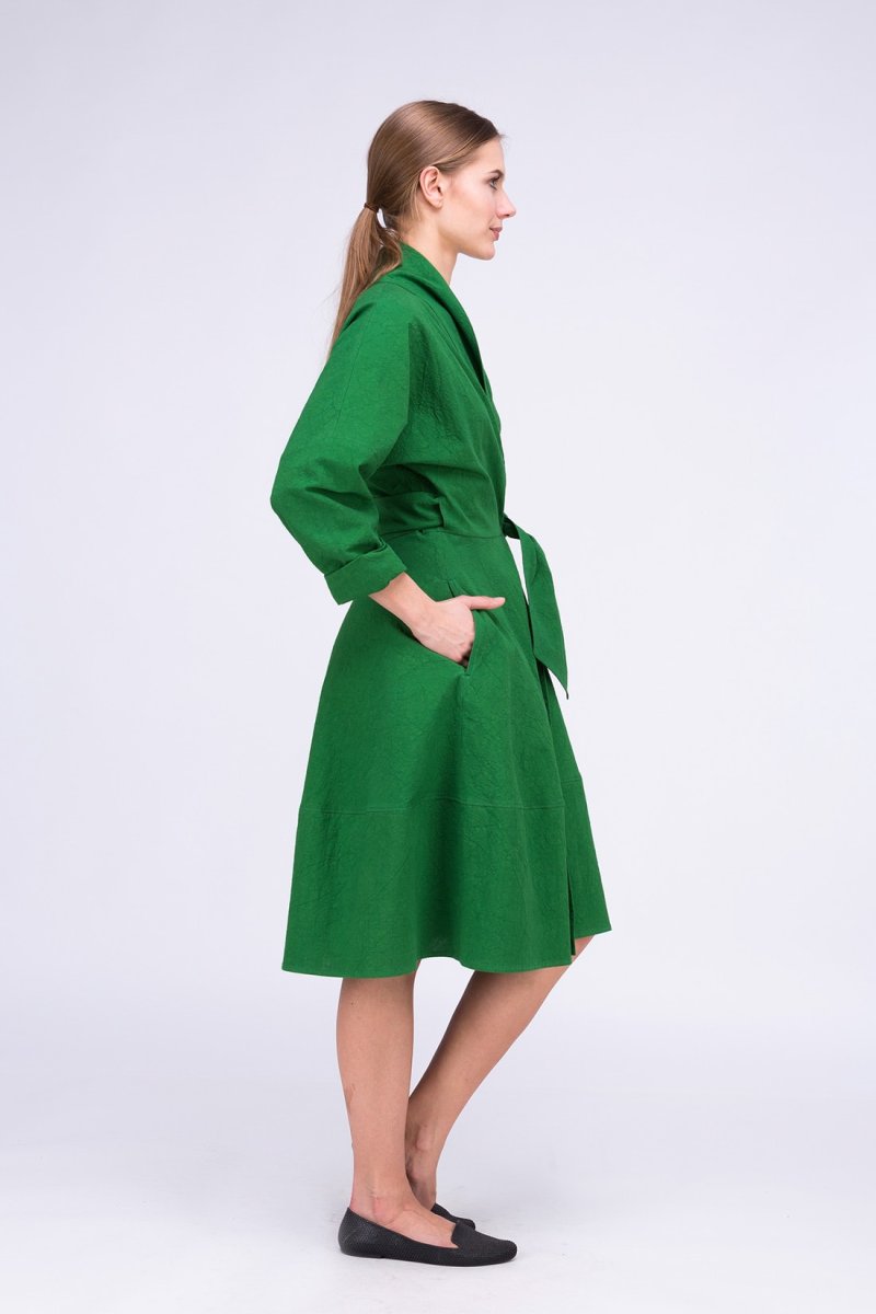 Green organic cotton wrap dress POLARIS – Image 4