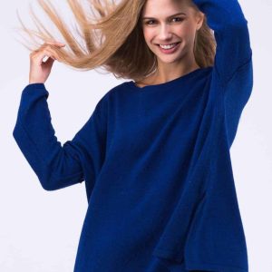 Navy blue oversized large wool sweater for women ALASKA