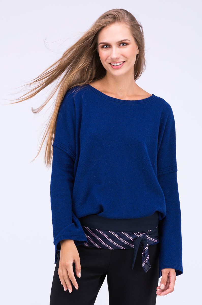 Navy blue oversized large wool sweater for women ALASKA – Image 6