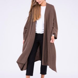 Brown large wool kimono coat for women MIMAS