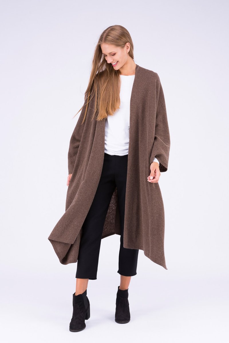 Brown large wool kimono coat for women MIMAS – Image 2