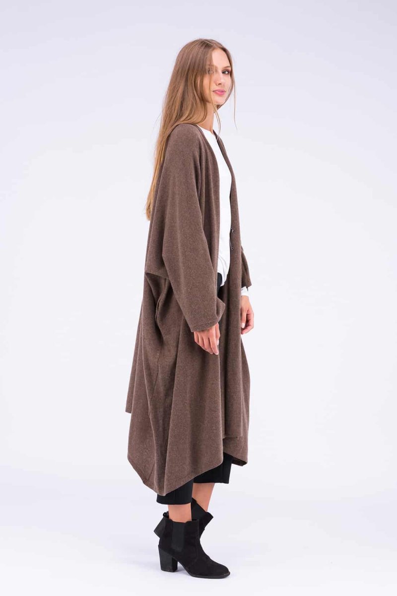 Brown large wool kimono coat for women MIMAS – Image 4