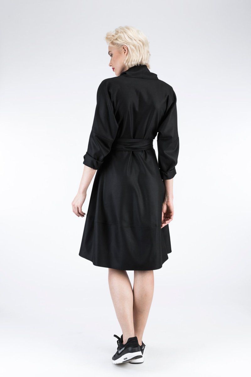 Robe manteau noir cache-cœur LAUREN – Image 5