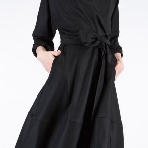 Robe manteau noir cache-cœur LAUREN