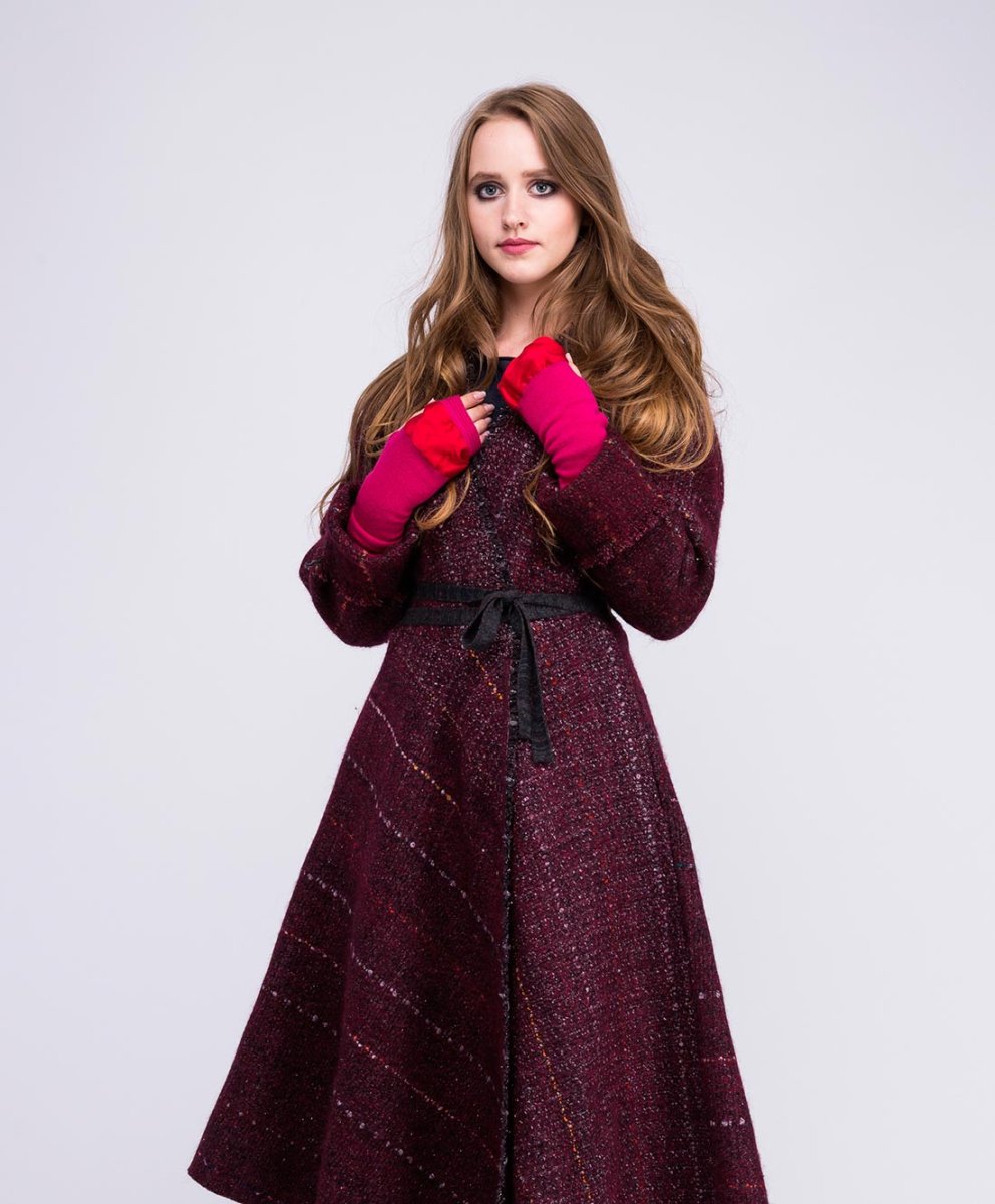 Pink wool and silk mittens for women BIJOU – Image 7