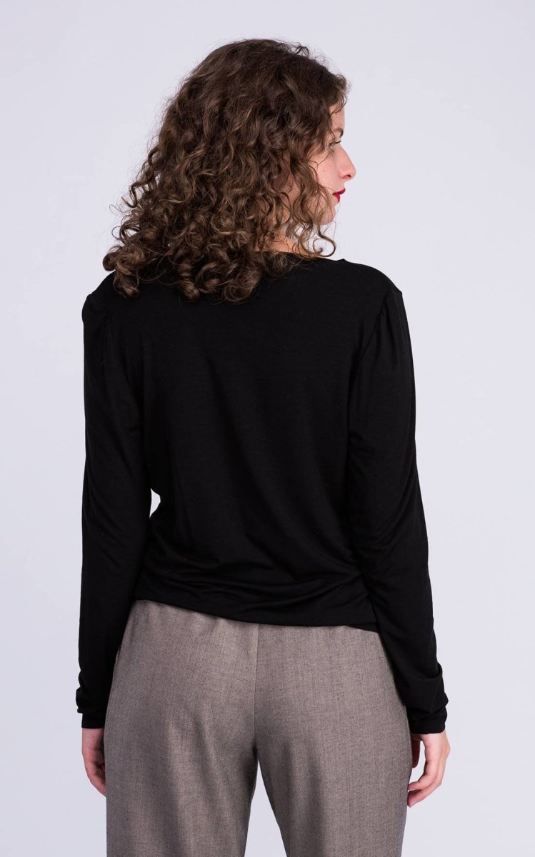 Black long sleeve viscose jersey t-shirt for women MERION – Image 6