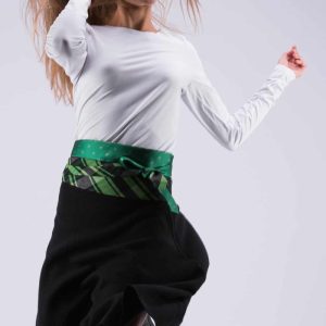 Ceinture en tissu vert et noir pour femme OBI-32