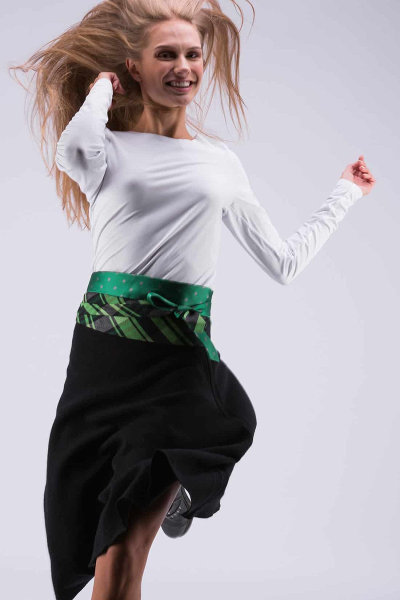 Ceinture en tissu vert et noir pour femme OBI-32