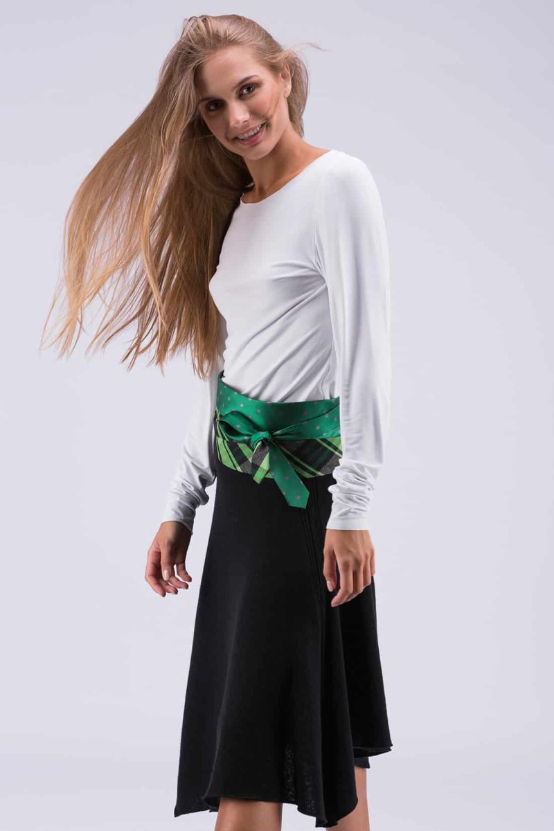 Ceinture en tissu vert et noir pour femme OBI-32 – Image 3