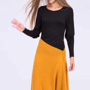 Jupe jaune évasée en laine STEP