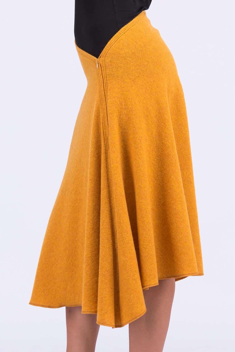 Jupe jaune évasée en laine STEP – Image 4