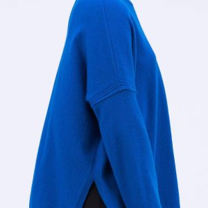 Pull bleu oversize large pour femme en laine ALASKA